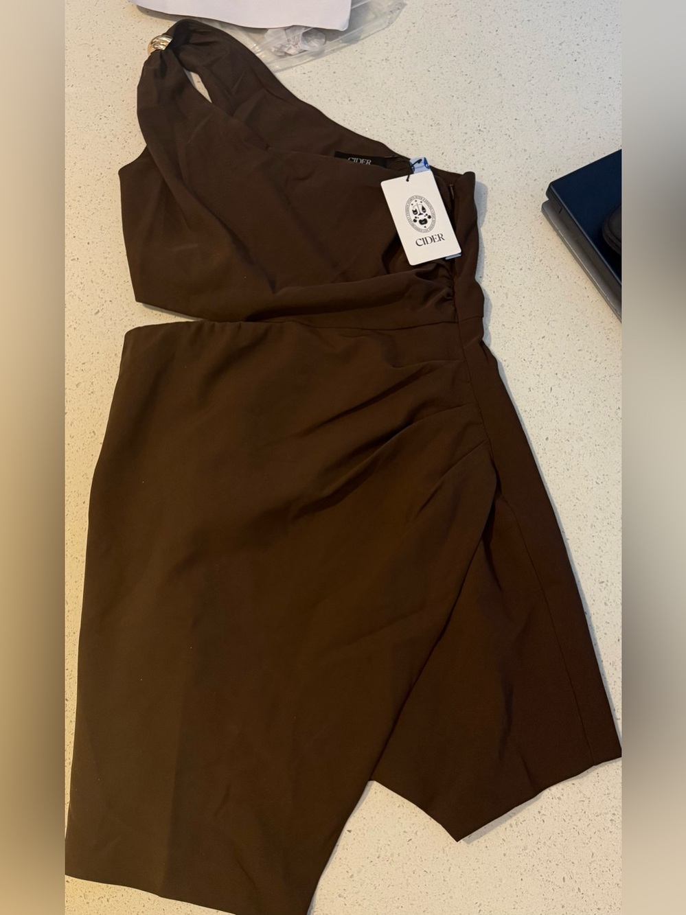 Cider Chocolate Brown Asymmetrical Wrap Skirt